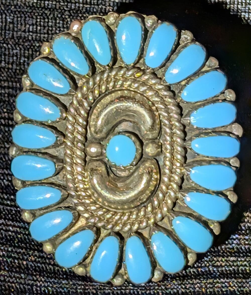Vintage Sterling Silver SLEEPING BEAUTY TURQUOISE Cluster RING size 9